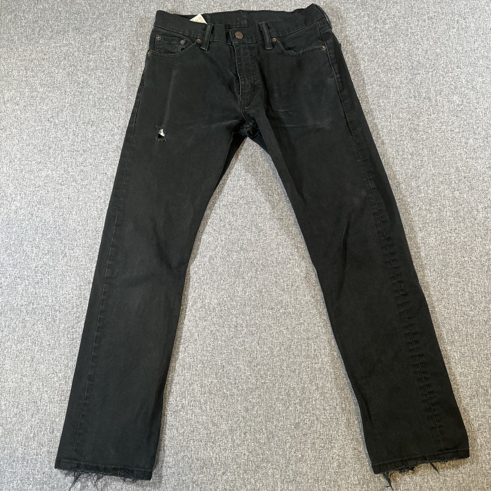 Levi's 504 Straight Fit‎ Jeans Men's 30x30 Black Stretch Denim Distressed
